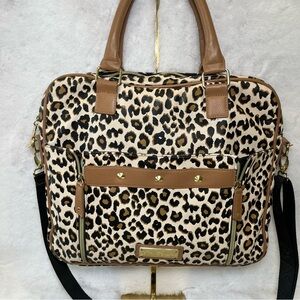 Betsey Johnson Leopard Print Satchel with Tan Accents